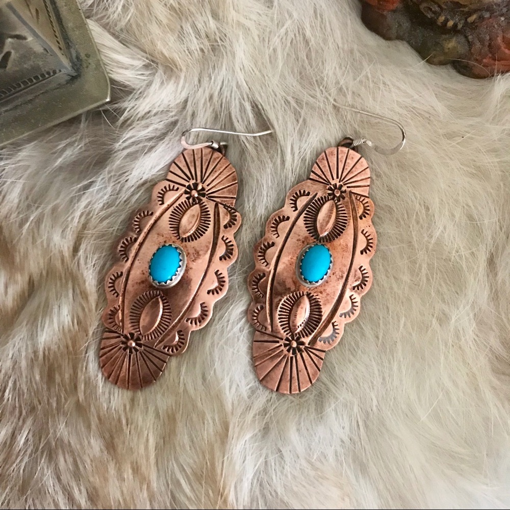 Bronze & Turquoise Drop Earring